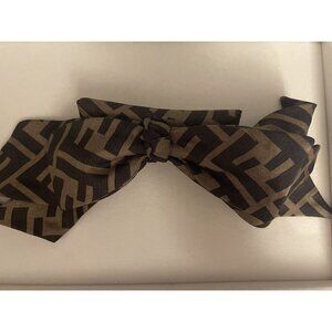 Fendi Made In Italy Hair Bow Barrette With FF Monogram Pattern